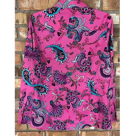 Bamboo Traders Women’s Pink Paisley Button Down Long Sleeve Top Size Large - Picture 5 of 6